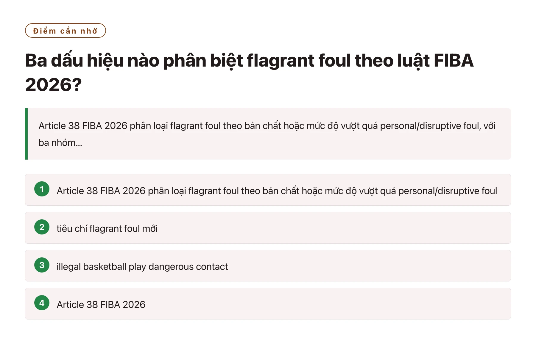 Ba dấu hiệu nào phân biệt flagrant foul theo luật FIBA 2026?——全文要点速览